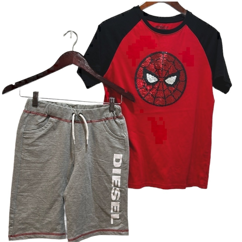🕷️Marvel Spider man & Diesel boys SET size 14 GUC red and gray colors